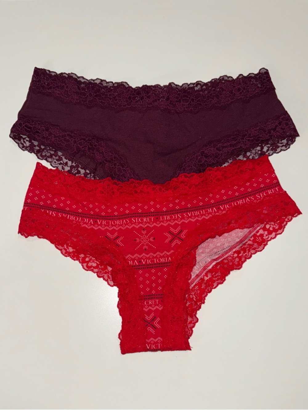 Victoria's Secret Lace Bikini Panties - Burgundy & Red